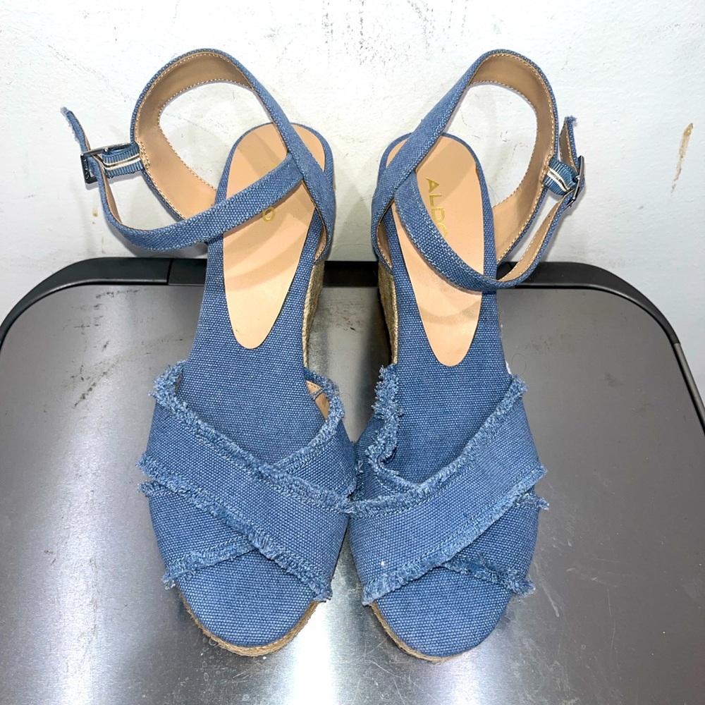 Aldo denim wedge sandals
